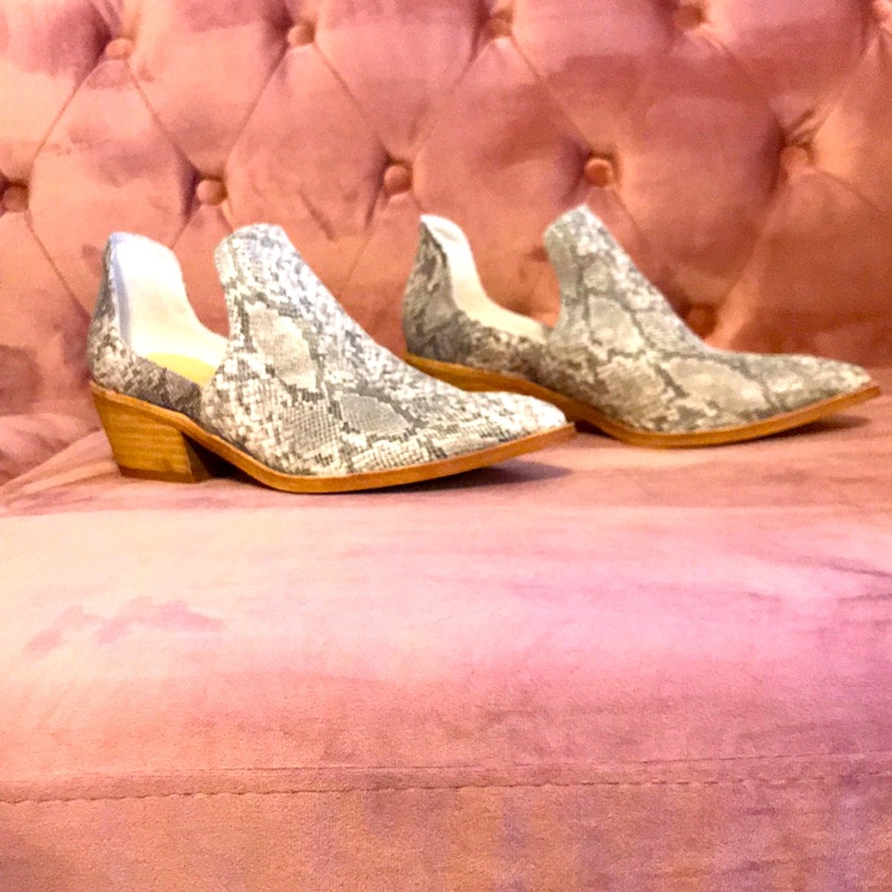 Snake print booties